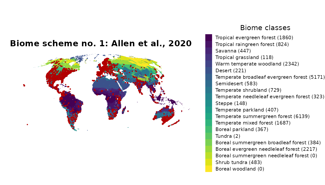 Occurrence map over biome scheme 1